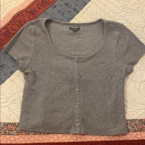 Wild Fable Grey Cropped Short Sleeve Top